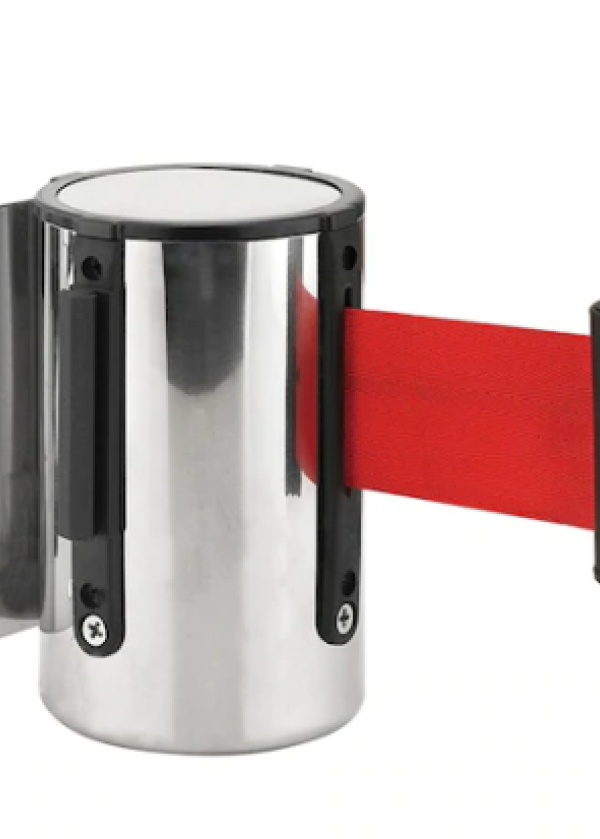 Duvar Tipi Krom İkaz Şeritli Bariyer – 5 Metre Kırmızı Şeritli  