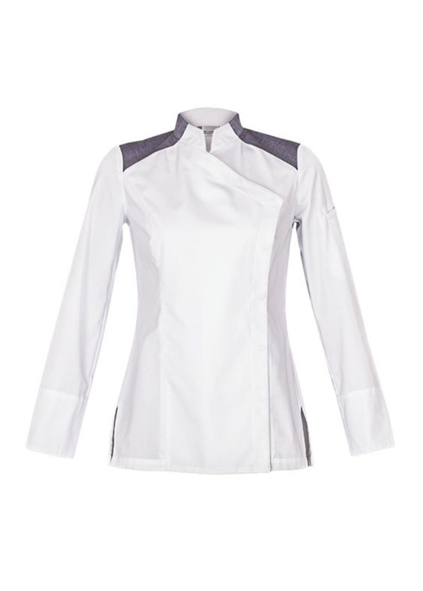 BEYAZ AŞÇI CEKETİ KADIN MODEL