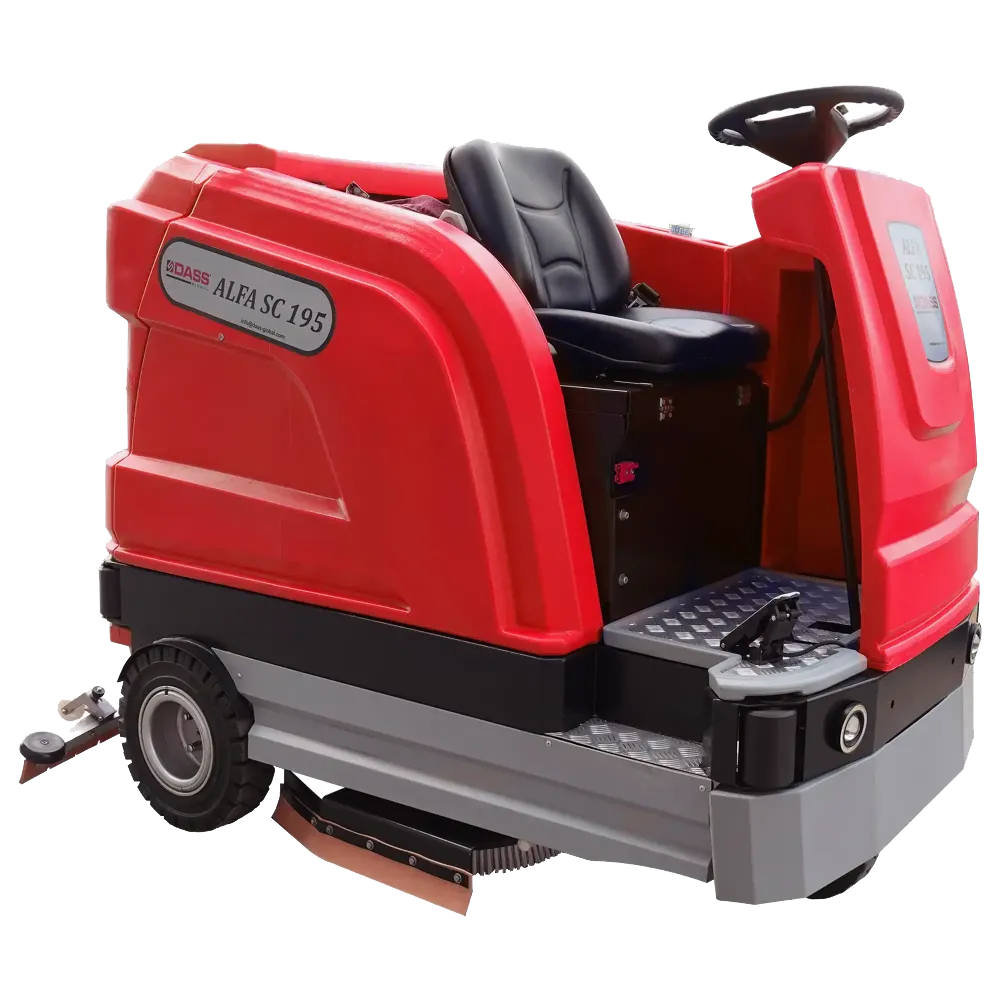DASS ALFA SC195 YÜKSEK KAPASİTELİ AKÜLÜ VE BİNİCİLİ AĞIR HİZMET ZEMİN TEMİZLEME OTOMATI