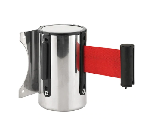 Duvar Tipi Krom İkaz Şeritli Bariyer – 5 Metre Kırmızı Şeritli  ???? Ürün Linki