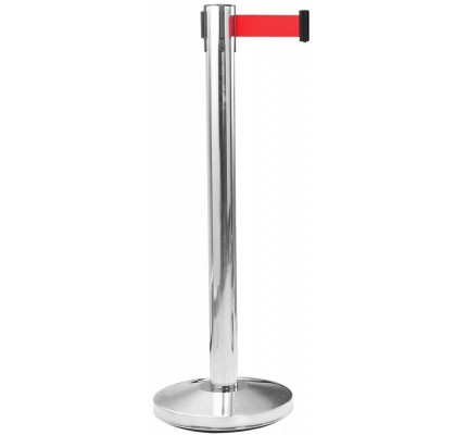 Ayaklı Krom Şerit Bariyer – 3 Metre Kırmızı Şeritli