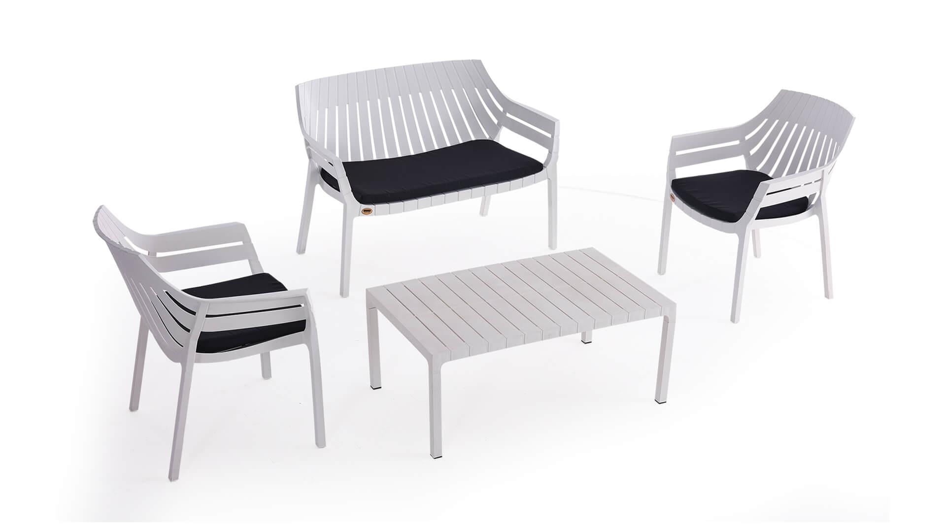 UFCompany Hilton 4 Kişilik Bahçe ve Balkon Oturma Grubu – Minderli & Sehpalı Çay Seti